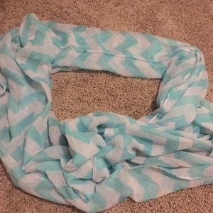 aqua and white chevron infinity scarf